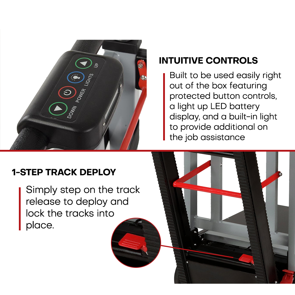 Voltstair Titan Powered Stair Climbing Hand Truck (440 lbs.), Heavy Duty Motorized Stair Climber Dolly with Rear Handles for Moving Companies and Fleets