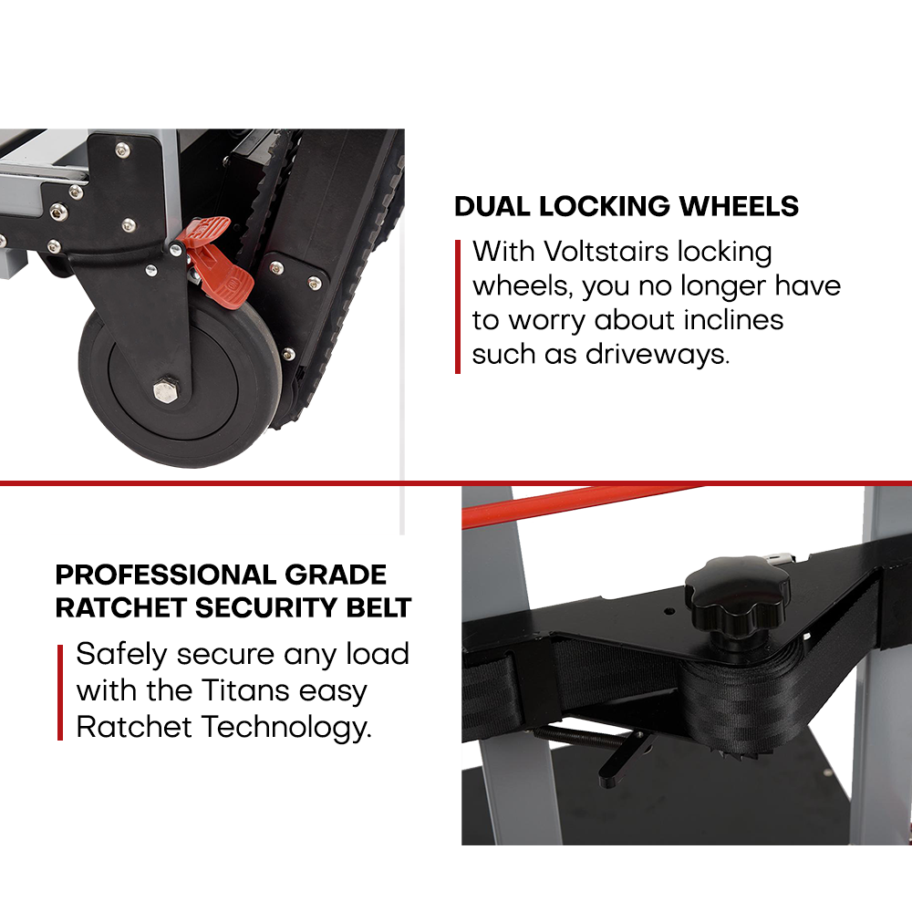 Voltstair Titan Powered Stair Climbing Hand Truck (440 lbs.), Heavy Duty Motorized Stair Climber Dolly with Rear Handles for Moving Companies and Fleets
